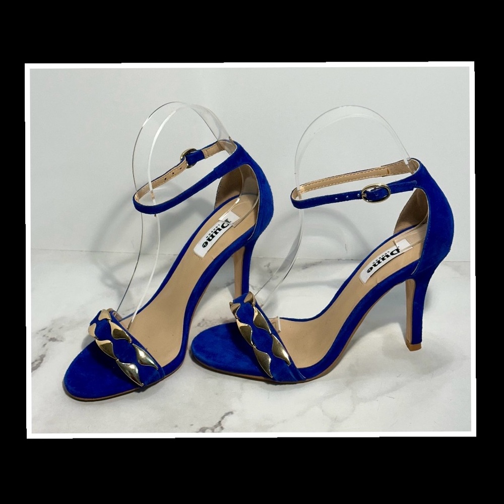 Dune London Halettee  Blue suede heels (EUC)